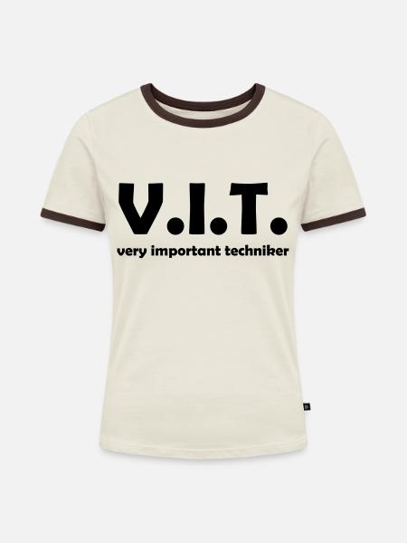 techniker - Frauen Kontrast-T-Shirt - Off-White/Dunkelbraun