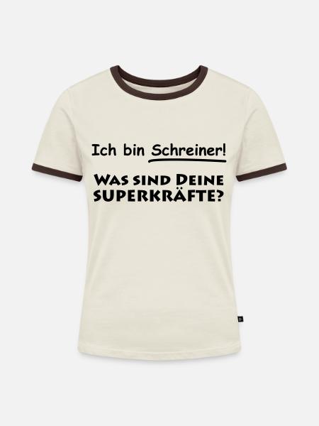 ich bin schreiner - Frauen Kontrast-T-Shirt - Off-White/Dunkelbraun