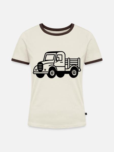 Lkw - Frauen Kontrast-T-Shirt - Off-White/Dunkelbraun