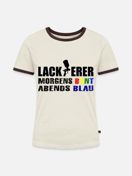 Lackierer - Frauen Kontrast-T-Shirt - Off-White/Dunkelbraun