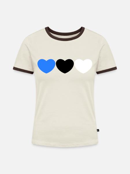 Estnisches Herz - Frauen Kontrast-T-Shirt - Off-White/Dunkelbraun