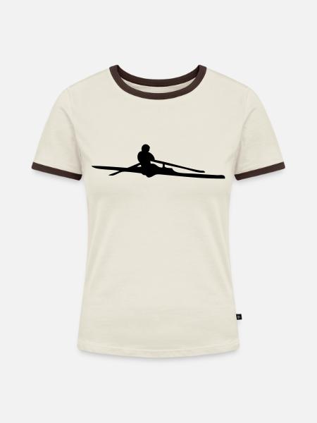 Rudern skiff - Frauen Kontrast-T-Shirt - Off-White/Dunkelbraun