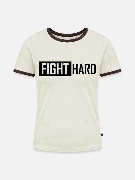 fight hard - Frauen Kontrast-T-Shirt - Off-White/Dunkelbraun