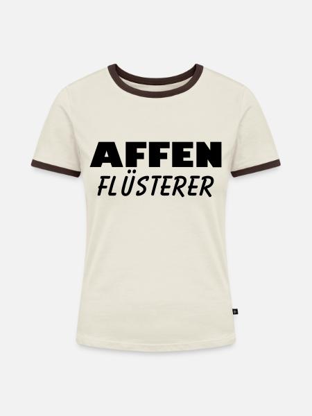 affen flüsterer - Frauen Kontrast-T-Shirt - Off-White/Dunkelbraun