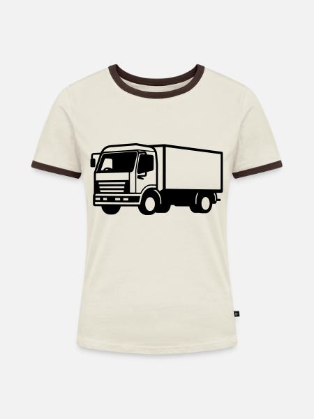 Lkw - Frauen Kontrast-T-Shirt - Off-White/Dunkelbraun