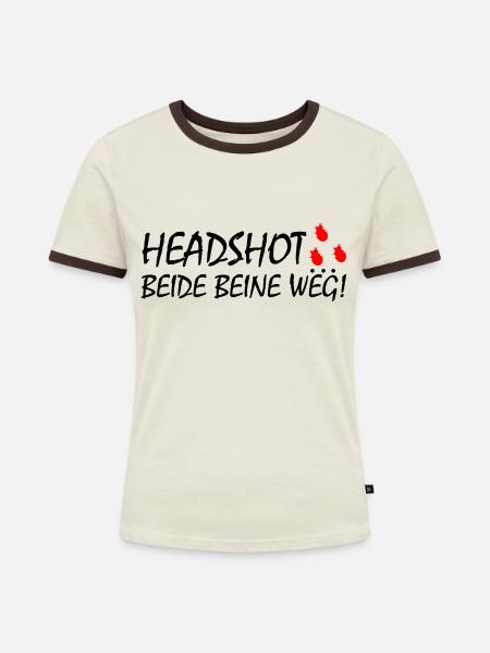 Game Gaming PC - Frauen Kontrast-T-Shirt - Off-White/Dunkelbraun