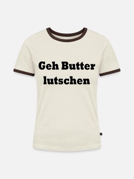 drawing-2 - Frauen Kontrast-T-Shirt - Off-White/Dunkelbraun