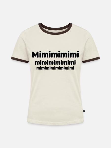 Mimimimi - Frauen Kontrast-T-Shirt - Off-White/Dunkelbraun