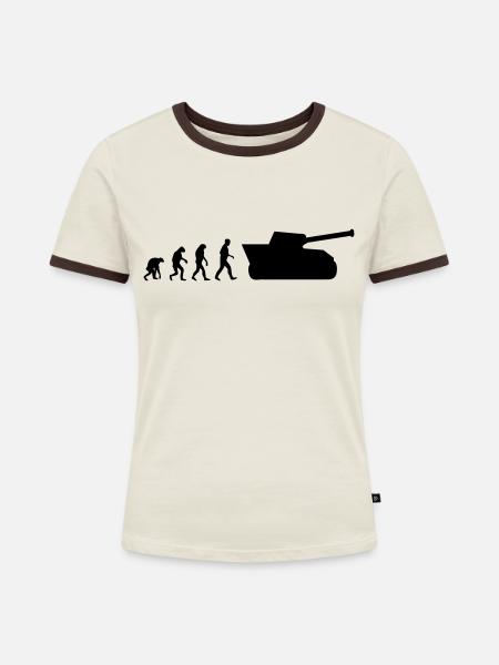 panzer evolution - Frauen Kontrast-T-Shirt - Off-White/Dunkelbraun