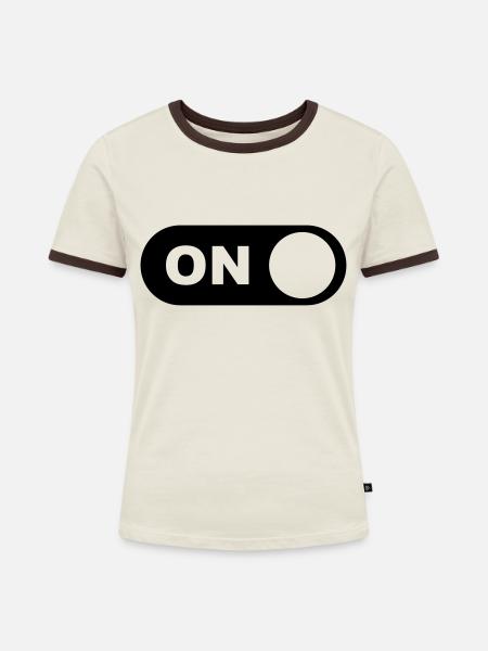 Mode On (Muster) - Frauen Kontrast-T-Shirt - Off-White/Dunkelbraun