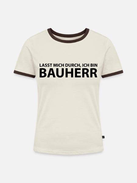 bauherr - Frauen Kontrast-T-Shirt - Off-White/Dunkelbraun