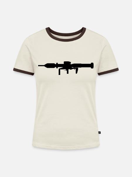 Bundeswehr Panzerfaust 3 EX - Frauen Kontrast-T-Shirt - Off-White/Dunkelbraun