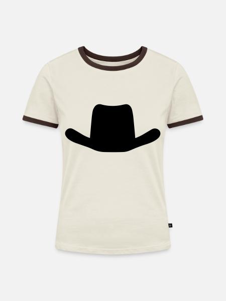 Hut - Frauen Kontrast-T-Shirt - Off-White/Dunkelbraun