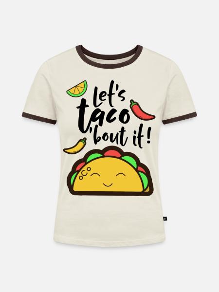 Let's taco 'bout it! - Frauen Kontrast-T-Shirt - Off-White/Dunkelbraun
