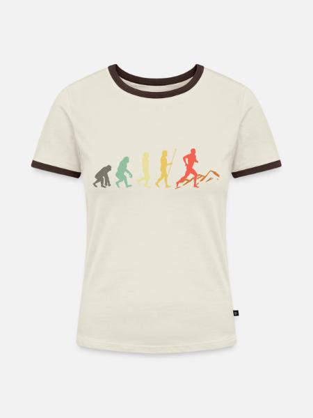 Trailrunnning Gländeläufer Trailrunner - Frauen Kontrast-T-Shirt - Off-White/Dunkelbraun