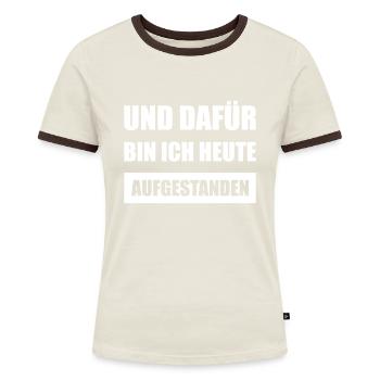 Humor Lustig Witzig Wochentage Wochenende Montag - Frauen Kontrast-T-Shirt - Off-White/Dunkelbraun - Vorne - AI Model Female 172 dark (172cm)