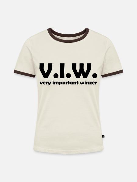 winzer - Frauen Kontrast-T-Shirt - Off-White/Dunkelbraun