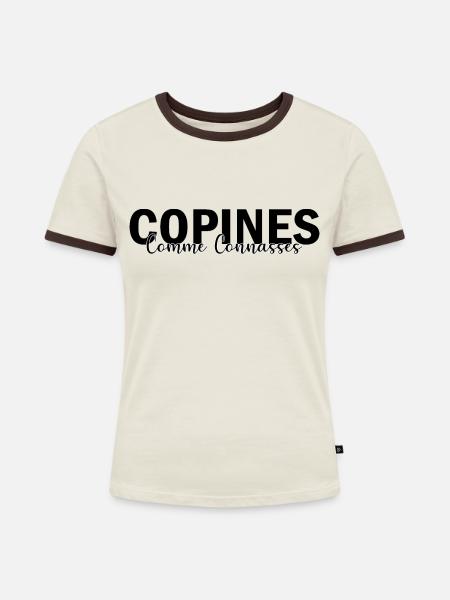Freundinnen als - Frauen Kontrast-T-Shirt - Off-White/Dunkelbraun