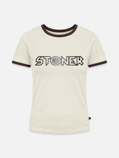 Stoner - Frauen Kontrast-T-Shirt - Off-White/Dunkelbraun