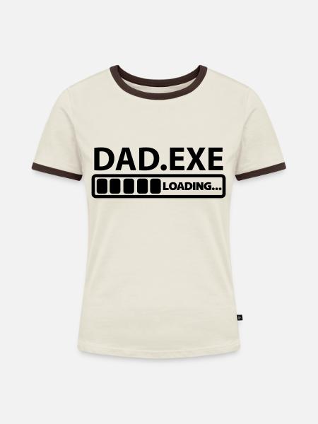 dad exe loading - Frauen Kontrast-T-Shirt - Off-White/Dunkelbraun
