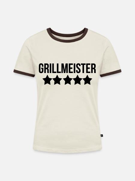 Grillen - Frauen Kontrast-T-Shirt - Off-White/Dunkelbraun