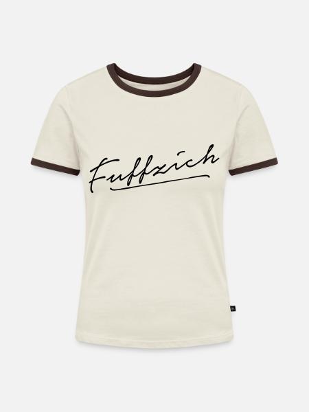 Fuffzich - Frauen Kontrast-T-Shirt - Off-White/Dunkelbraun