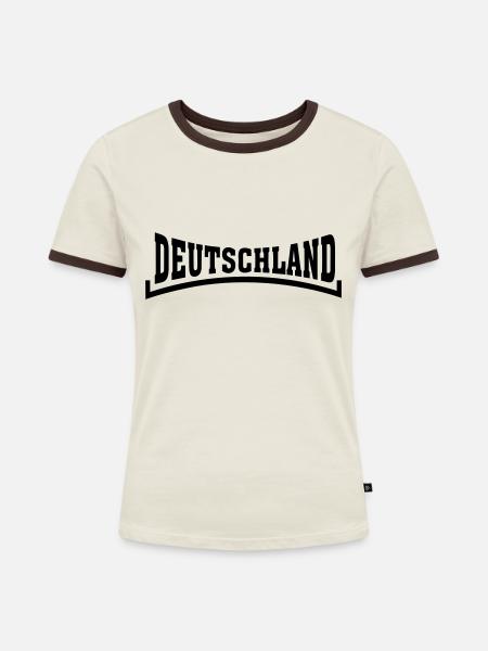 deutschland - Frauen Kontrast-T-Shirt - Off-White/Dunkelbraun