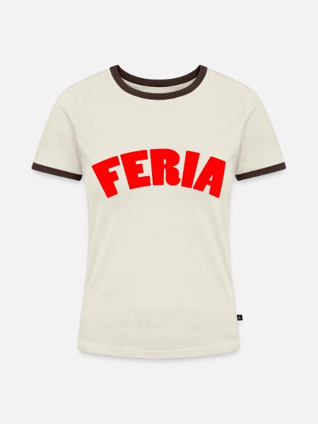 Feria-Logo - Frauen Kontrast-T-Shirt - Off-White/Dunkelbraun