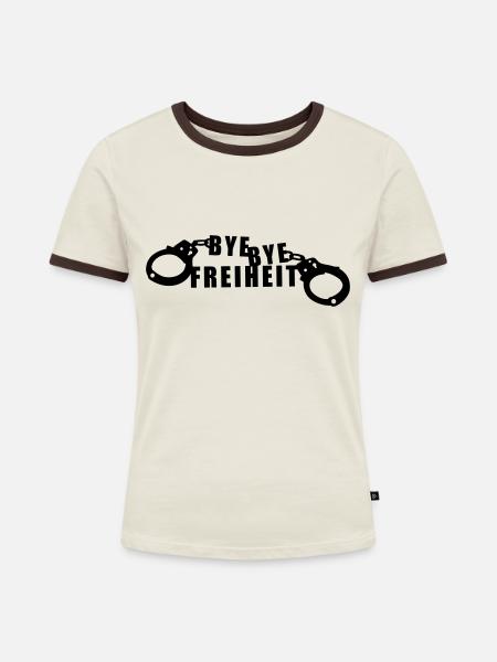 Bye Bye Freiheit einfarbig - Frauen Kontrast-T-Shirt - Off-White/Dunkelbraun