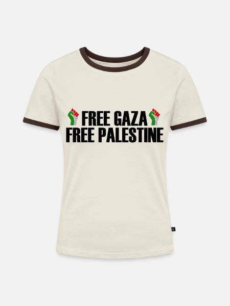 frei gaza palestine - Frauen Kontrast-T-Shirt - Off-White/Dunkelbraun