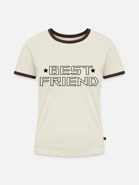 Best Friend Tshirt white - Frauen Kontrast-T-Shirt - Off-White/Dunkelbraun