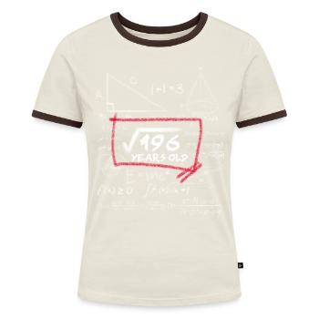 14. Geburtstag Mathe Nerd Wurzelrechnung - Frauen Kontrast-T-Shirt - Off-White/Dunkelbraun - Vorne - AI Model Female 172 dark (172cm)