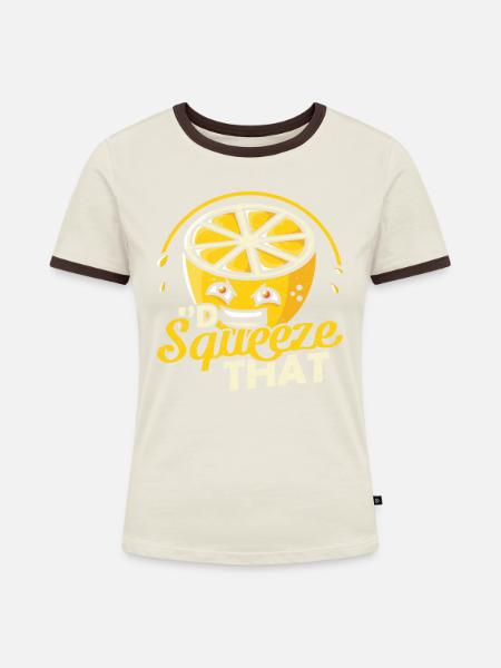 Zitrone Id Squeeze That Limonadenstand - Frauen Kontrast-T-Shirt - Off-White/Dunkelbraun