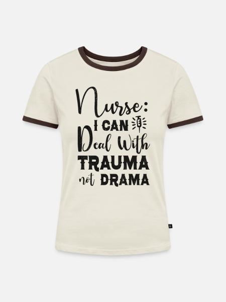 Krankenschwester Krankenpflege Klinik Sanitäter - Frauen Kontrast-T-Shirt - Off-White/Dunkelbraun