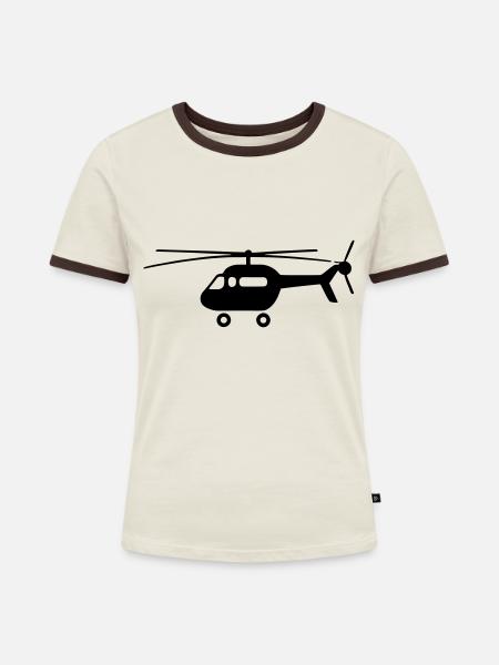 Hubschrauber - Frauen Kontrast-T-Shirt - Off-White/Dunkelbraun