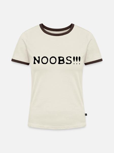 noobs - Frauen Kontrast-T-Shirt - Off-White/Dunkelbraun