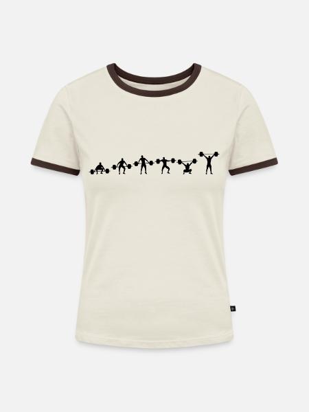 Reißen horizontal - Frauen Kontrast-T-Shirt - Off-White/Dunkelbraun