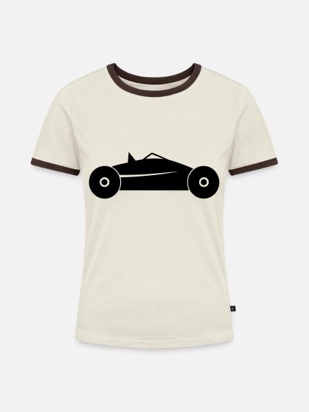 Altes Auto - Frauen Kontrast-T-Shirt - Off-White/Dunkelbraun