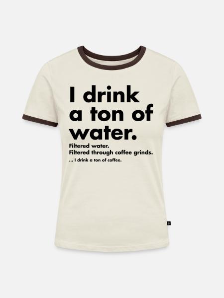 Lustiges Kaffee-Zitat, sagend - Frauen Kontrast-T-Shirt - Off-White/Dunkelbraun
