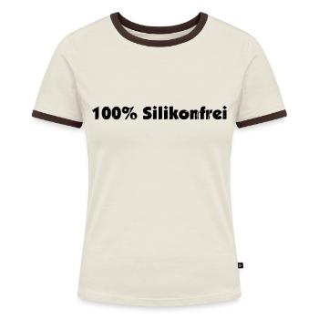Lustiges 100% Silikonfrei Spruch Geschenk Shirt - Frauen Kontrast-T-Shirt - Off-White/Dunkelbraun - Vorne - AI Model Female 172 dark (172cm)