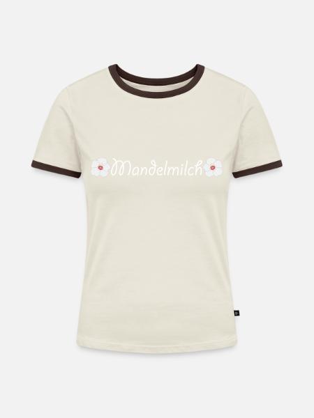 Mandelmilch - Frauen Kontrast-T-Shirt - Off-White/Dunkelbraun