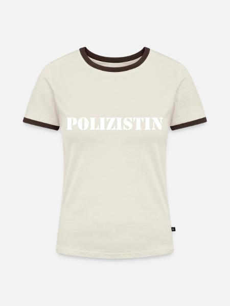 Polizistin Offizier Polizei Sicherheit Geschenk - Frauen Kontrast-T-Shirt - Off-White/Dunkelbraun