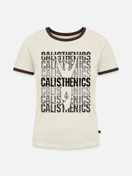 Calisthenics Calisthenics - Frauen Kontrast-T-Shirt - Off-White/Dunkelbraun