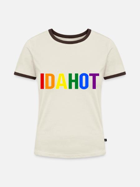 LGBT - Frauen Kontrast-T-Shirt - Off-White/Dunkelbraun