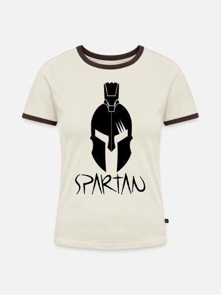 Spartaner - Frauen Kontrast-T-Shirt - Off-White/Dunkelbraun