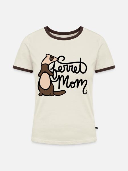 Frettchen Mutter - Frauen Kontrast-T-Shirt - Off-White/Dunkelbraun