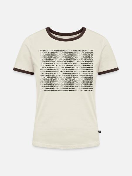 Pi - Frauen Kontrast-T-Shirt - Off-White/Dunkelbraun