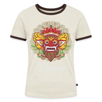 Barong - Die legende von Bali - Frauen Kontrast-T-Shirt - Off-White/Dunkelbraun - Vorne - AI Model Female 172 dark (172cm)