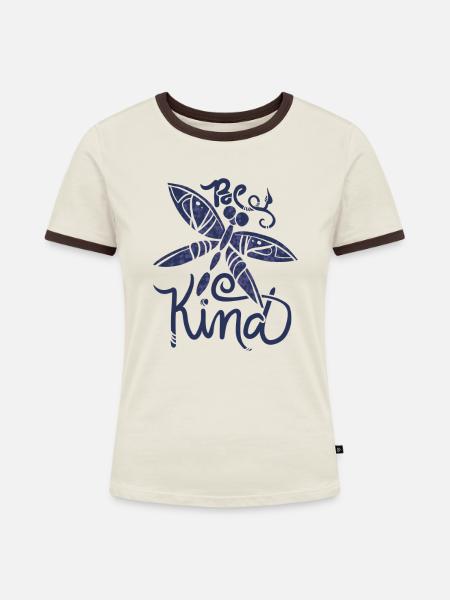 Sei freundlich - Frauen Kontrast-T-Shirt - Off-White/Dunkelbraun