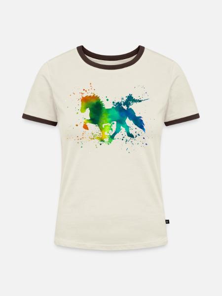 Tölter Splash Colours - Frauen Kontrast-T-Shirt - Off-White/Dunkelbraun